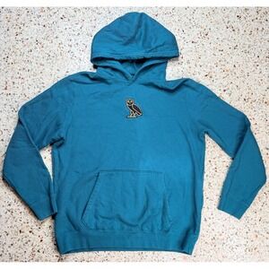 OVO Octobers Very Own Drake Owl Embroidered Blue Long Sleeve Hoodie Size XL